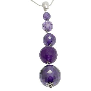 Silver pendant with purple balls