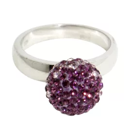 Silver ring with purple gradient zirconia ball