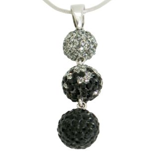 Silver ball pendant with black stones