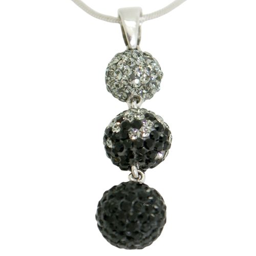 Silver ball pendant with black stones