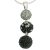 Silver ball pendant with black stones