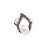 Silver ring with marcasite and white pearls
