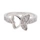Silver butterfly ring with white and zirconia wings