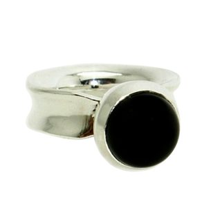 Silver ring with black onyx stone