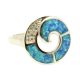 Silver ring with spiral blue fire opal