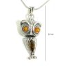 Antique silver pendant with amber owl