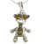 Antique silver amber monkey pendant
