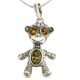 Antique silver amber monkey pendant
