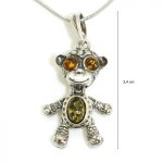 Antique silver amber monkey pendant