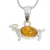 Silver dog pendant with amber dachshund