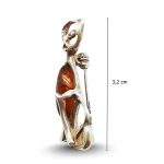 Amber cat silver brooch