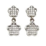 Double flower drop / dangle earrings in silver