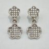 Double flower drop / dangle earrings in silver