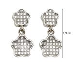 Double flower drop / dangle earrings in silver