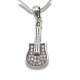 Silver electric guitar pendant with zirconia stones