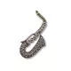 Silver saxophone brooch with marcasite stones