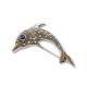 Silver dolphin brooch with marcasite stones