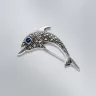 Ezüst delfin bross markazit kövekkel