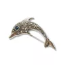 Ezüst delfin bross markazit kövekkel