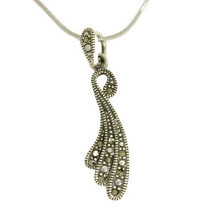Antique silver pendant with marcasite stones