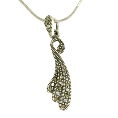 Antique silver pendant with marcasite stones