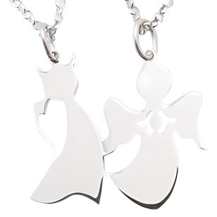 Breakable silver angel and devil pendant