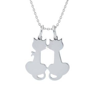  Breakable silver pendant with two kittens