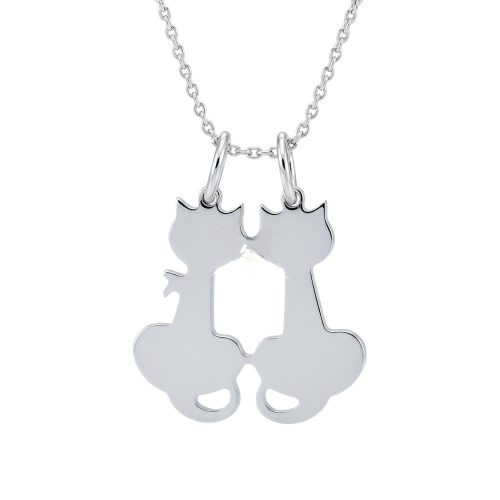  Breakable silver pendant with two kittens