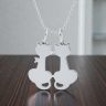  Breakable silver pendant with two kittens