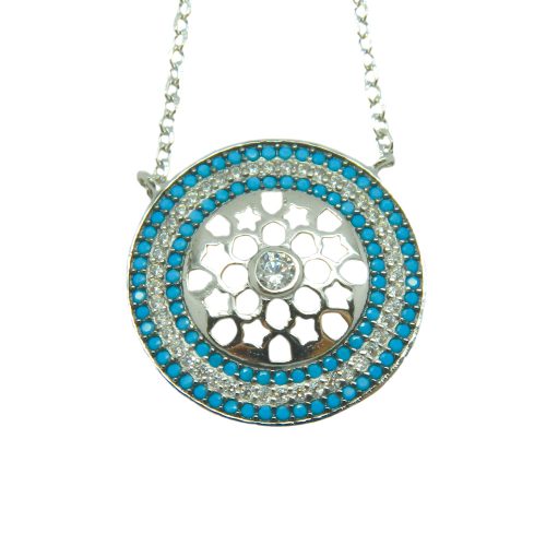 Silver collier necklace with turquoise dream circle