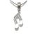 Silver musical note pendant with zirconia stones