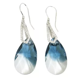 Silver drop / dangle earrings with a unique blue hue