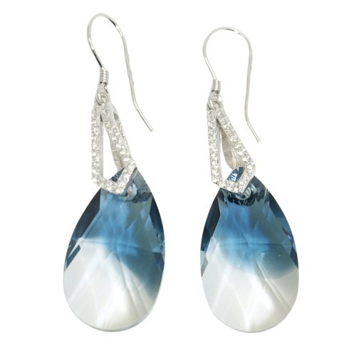 Silver drop / dangle earrings with a unique blue hue