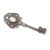 Silver key brooch with marcasite and mother-of-pearl