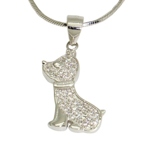 Sitting dog silver pendant