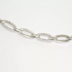 Silver chain bracelet with zirconia stones