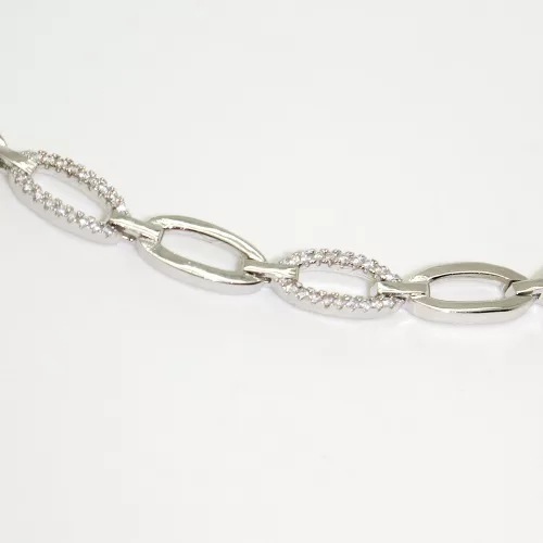 Silver chain bracelet with zirconia stones
