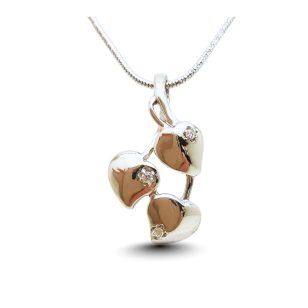 Silver leaf pendant with zirconia stones