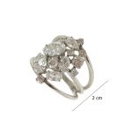 Silver cocktail ring with asymmetrical zirconia stones