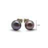 Gray freshwater pearl earrings, 1 cm 