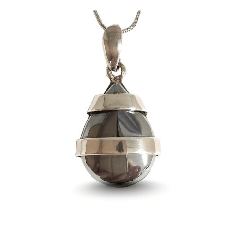 Silver hematite pendant