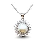 Silver sun pendant with pearl