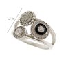 Black triple hoop silver ring with stones