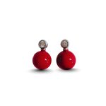 Red Ball Silver earrings
