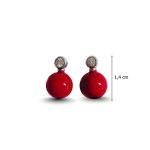 Red Ball Silver earrings