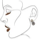 Stone-black double hoop earrings with silver studs