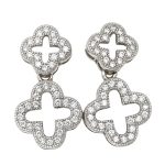 Double clover silver earrings