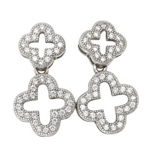 Double clover silver earrings