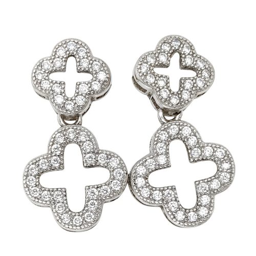 Double clover silver earrings