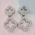 Double clover silver earrings